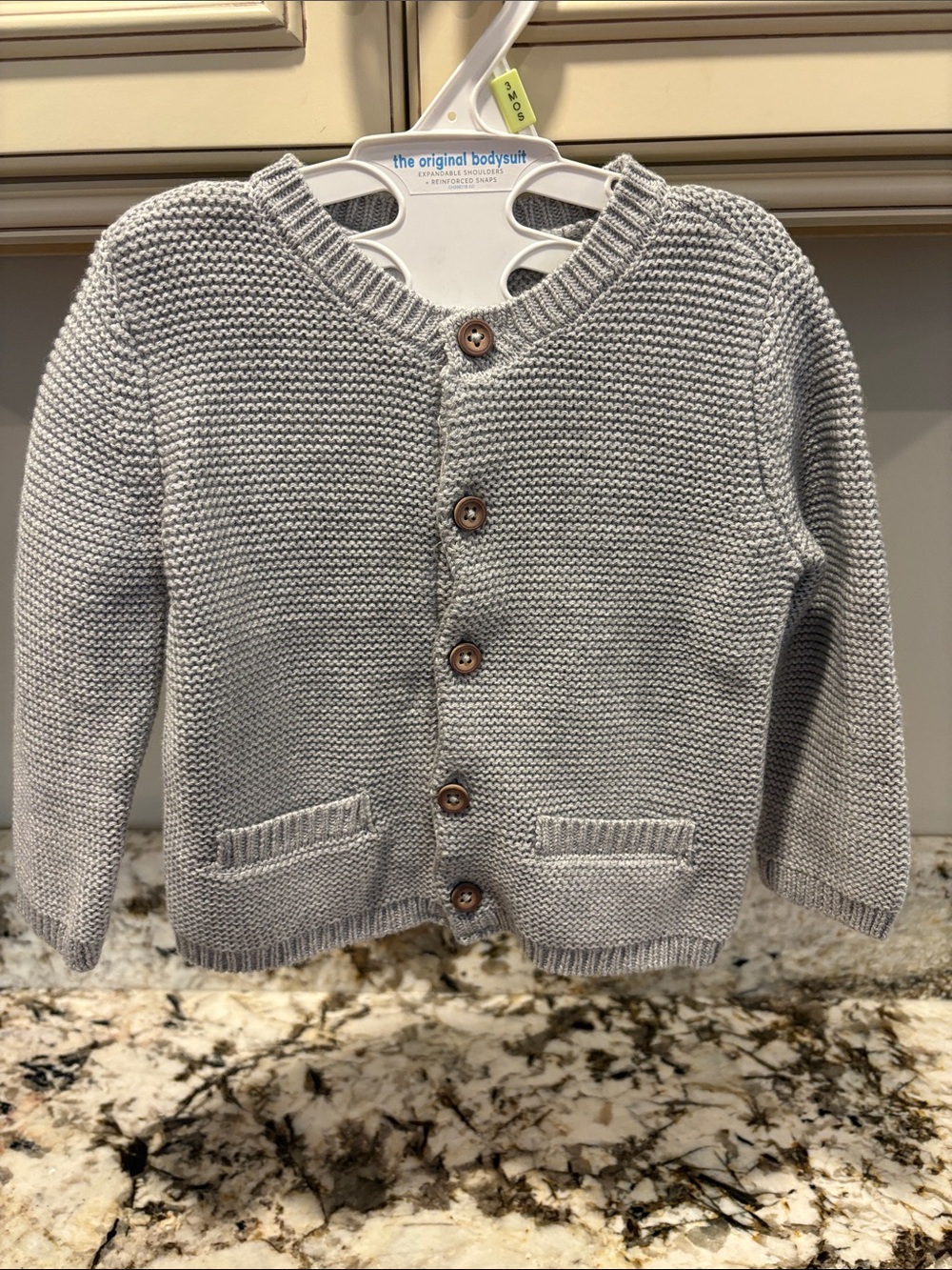 Kids Light Gray Knit Button Cardigan Sweater